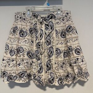 Mini flare skirt, blue and beige
